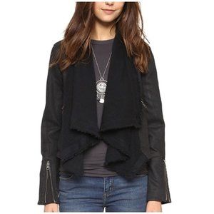 Free People Coated Denim Drape front Jacket